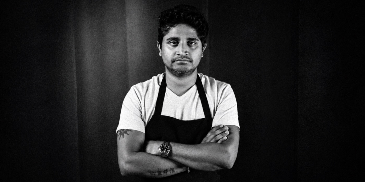 Chef Sarath Mohan Teegavarapu in the Koz̈hi kitchen